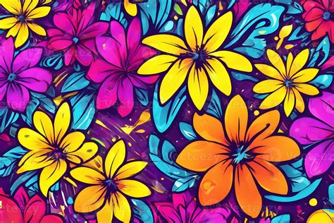 Flower Graffiti Wallpaper, Graffiti Background, Floral Graffiti Pattern ...