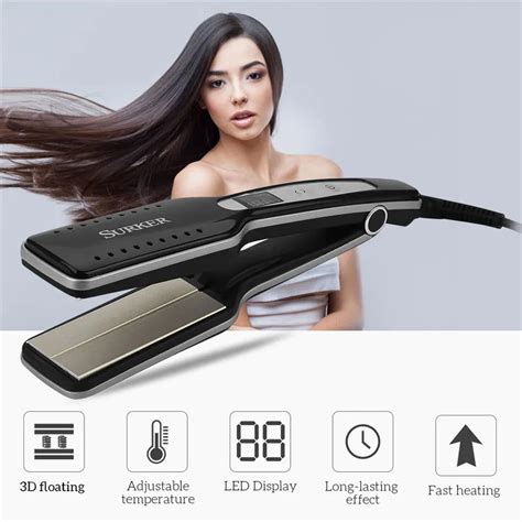 Wide Plate Hair Iron Ceramic Titanium Flat Iron Professional Anion Hair ...