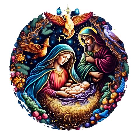 Colorful Christmas Holy Family Artwork Birth Of Jesus Christ, Jesus ...
