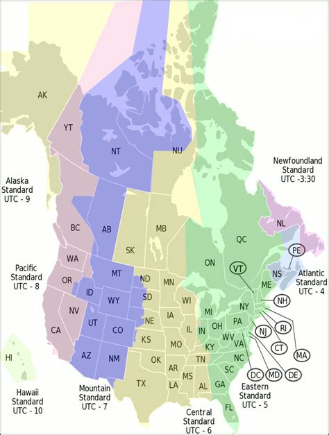 Time Zone Map Us And Canada - Map