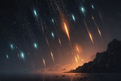 Premium Photo | Meteor shower in space with the effect of stardust ...