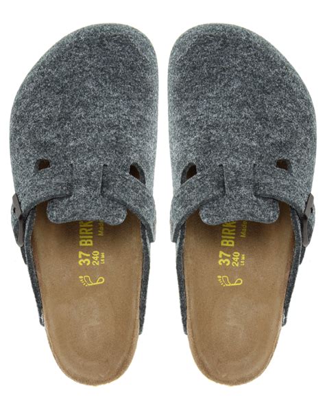 Birkenstock Boston Grey Wool Clogs in Gray - Lyst