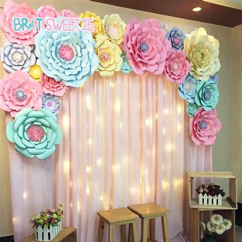 Artificial Flowers Paper Pom Poms Fake Flower DIY Baby Shower 1st Birthday Party Wedding ...