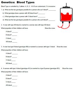 Practice Problems: Genetics and Blood Types