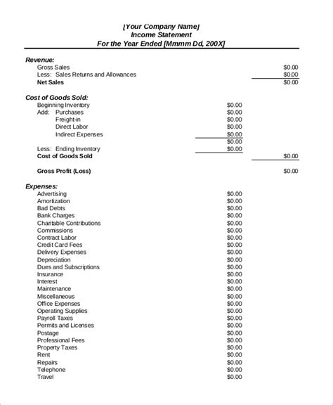 Income Statement Template | Professional Word Templates