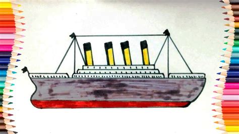 a drawing of a boat with yellow and black poles on it's side ...