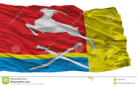 Yuzhnouralsk City Flag, Russia, Chelyabinsk Oblast, Isolated on White Background Stock ...