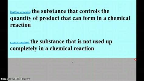 Chemical Reaction Limiting Reactant Definition - YouTube