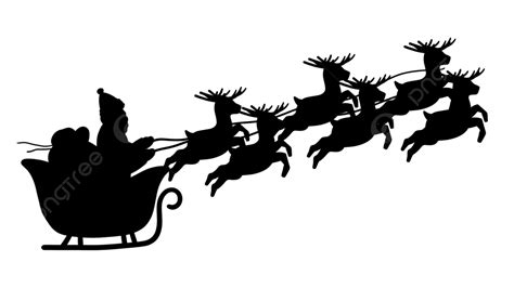 Santa Claus Sleigh Silhouette PNG Free, Black Silhouette Of Santa Claus Sleigh, Christmas, Santa ...