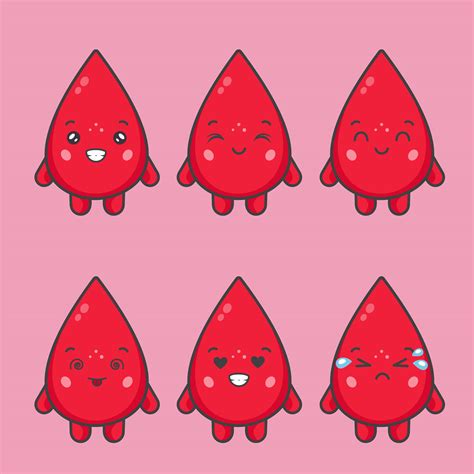 Cute Blood Characters With Various Expressions 1105640 Vector Art at Vecteezy