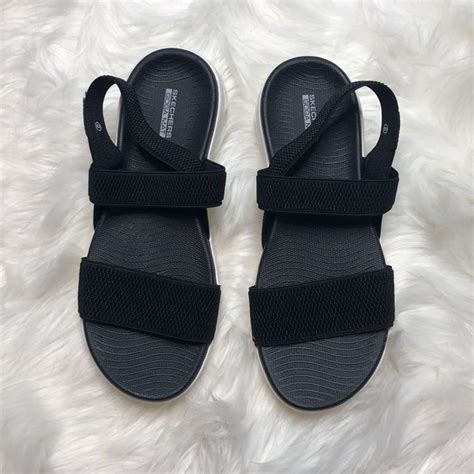 Skechers On-The-Go Back-Strap Sandals | Black/White | Size 8