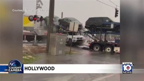 Brightline train slams into car carrier full of vehicles, causing mess ...