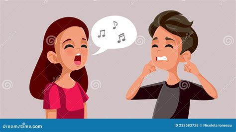 Girl Singing Awful Song Annoying Her Friend Vector Cartoon Stock Vector ...