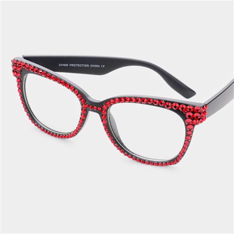 DST Small Square Glasses Red Rhinestone Square Glasses - Etsy