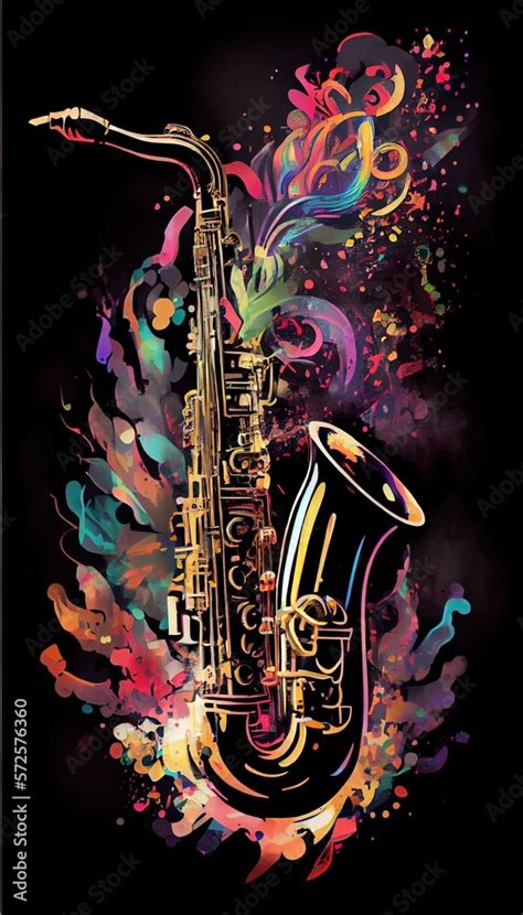 Saxophone. Music graphite poster, background, wallpaper. Printable ...