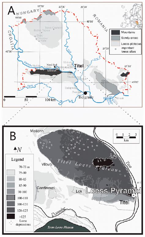 (A) Map of the loess distribution in the Vojvodina and adjacent ...