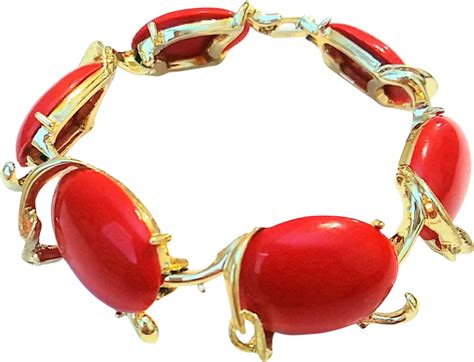 Vintage 50s Cherry Red and Gold Link Bracelet | Shop THRILLING