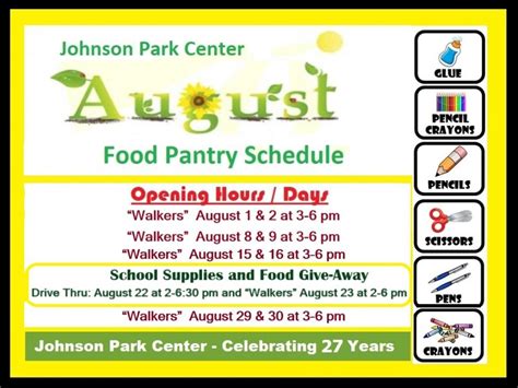 JPC August 2022 Food Pantry Schedule