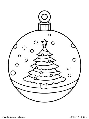 Christmas Ornament Coloring Page - Christmas Tree - Tim's Printables