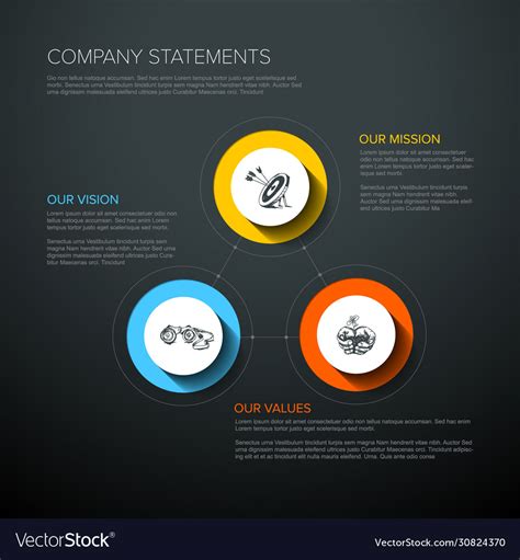 Company profile statement - mission vision values Vector Image