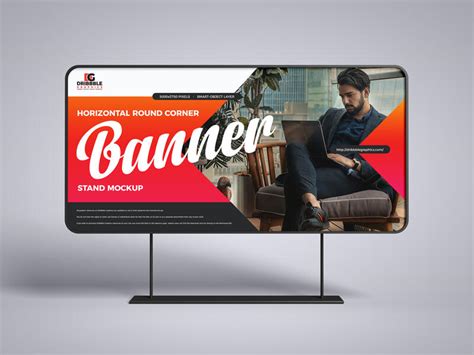 Free Horizontal Round Corner Stand Banner Mockup – FreeMockup