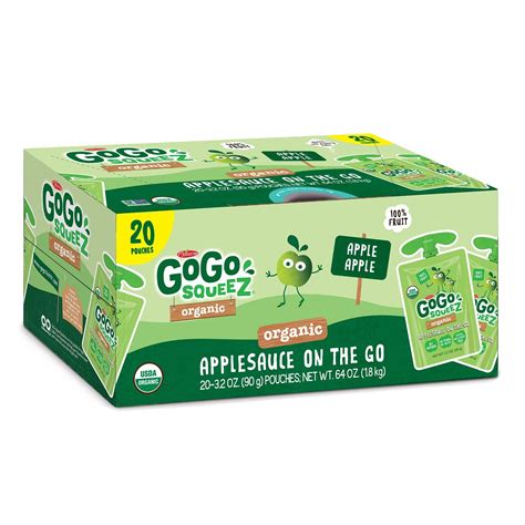 GoGo squeeZ Organic Applesauce on the Go, Apple Cinnamon, 3.2 Ounce (48 Pouches), Gluten Free ...