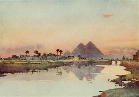 Cane, Ella du (1874-1943) - The Banks of the Nile 1913, The second pyramid at Giza. #nile, # ...