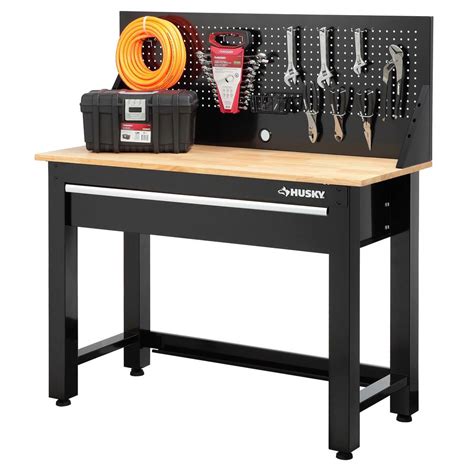 4 foot Solid Wood Top Workbench with Storage garage workshop basement ...