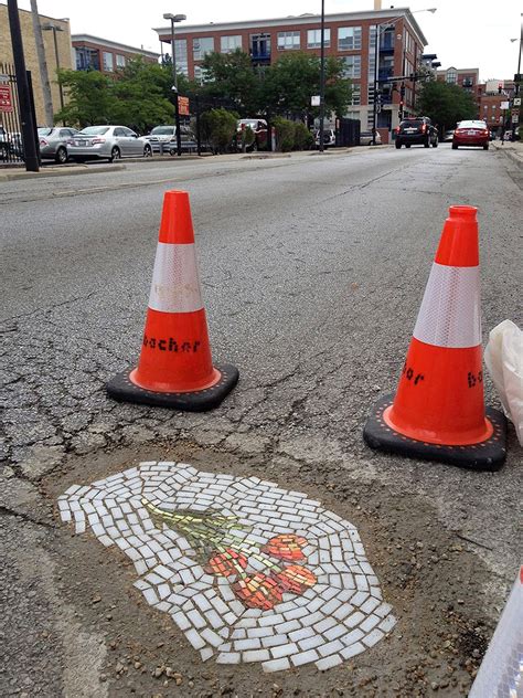 Street Artist Replaces Potholes With Flower Mosaics In Chicago | DeMilked