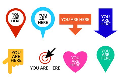 Set Of You Are Here Symbol Vector 151144 Vector Art at Vecteezy