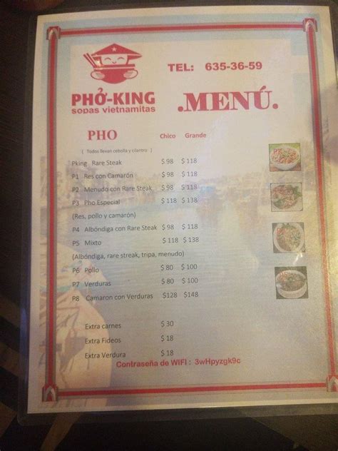 Menu at Pho King, Tijuana, Blvd. Garita de Otay 210-21