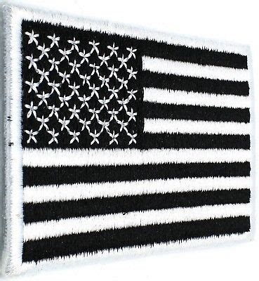 AMERICAN FLAG TACTICAL US MORALE MILITARY BLACK White Borders Iron-On ...