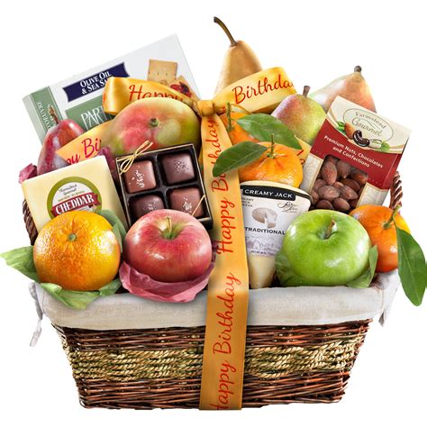 ***DISCONTINUED***Golden State Fruit Gourmet Happy Birthday Classic Deluxe Fruit Gift Basket, 16 ...