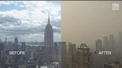 Smoke Haze Makes NYC Skyline Nearly Disappear - Videos from The Weather Channel