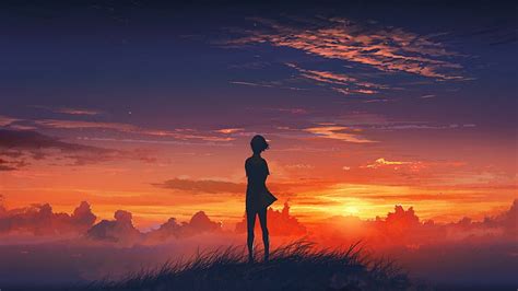 HD wallpaper: Anime, Sunset, Sunrise, Anime Girls | Wallpaper Flare