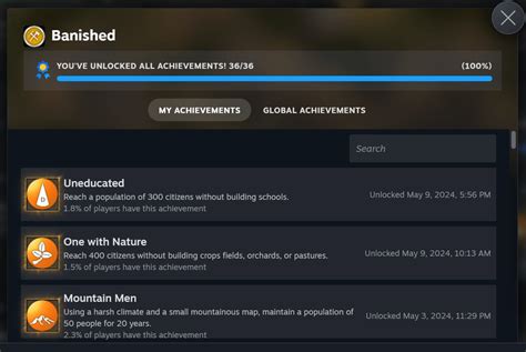 All achievements! : r/Banished