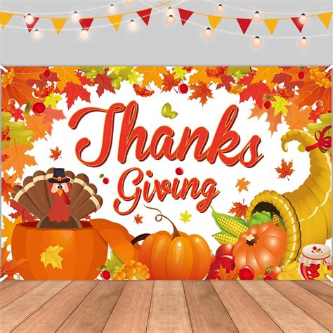 Amazon.com: Thanksgiving Day Banner Decorations - Xtra Large, 72x44 Inch Fall Banner ...