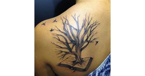 Book and Tree | Read 'Em and Weep! 49 Tattoos Inspired by Famous Books | POPSUGAR Love & Sex
