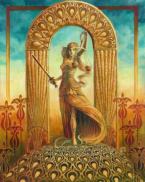 Justice Tarot Art 16x20 Poster Print Art Nouveau Gypsy Art