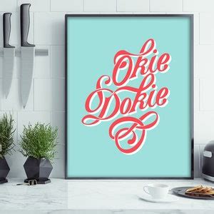 Okie Dokie, Typographic Digital Print, Okie Dokie Artichokie, Kids Room Art, Playroom Print ...