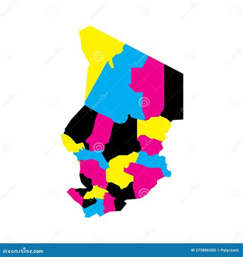 Chad Political Map of Administrative Divisions Stock Illustration - Illustration of design ...