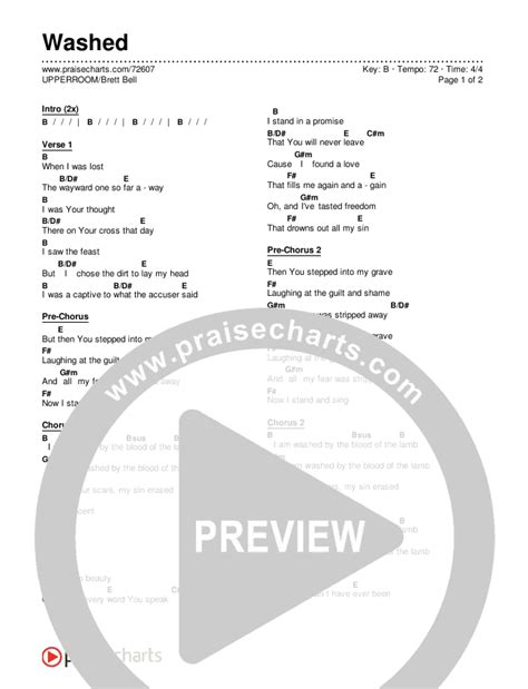 Washed Chords PDF (UPPERROOM / Brett Bell) - PraiseCharts