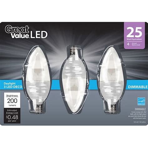 Great Value LED Light Bulbs 4-Way Deco Dimmable, 3-Pack - Walmart.com