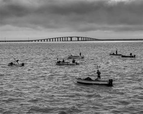 Drone View Oystering Alabama B&W | Drone View of the oyster … | Flickr