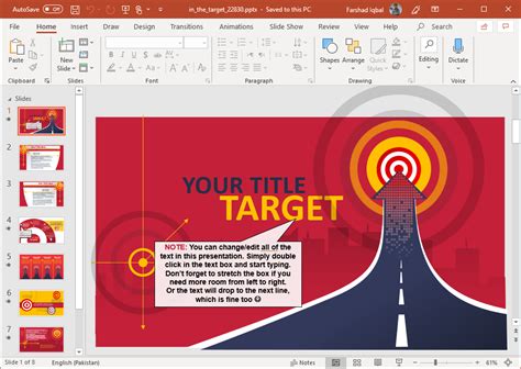 In the Target PowerPoint Template