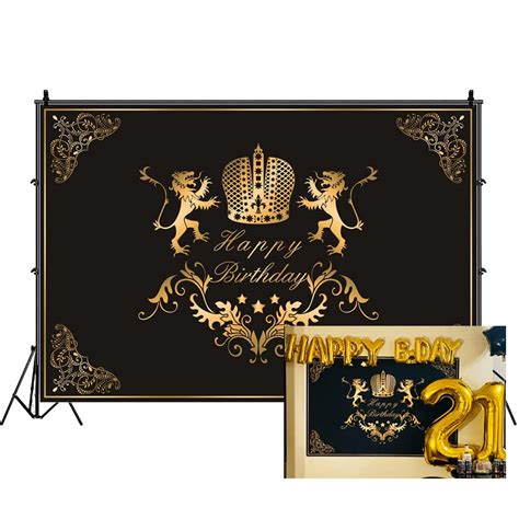 Buy CSFOTO 5x3ft Polyester Happy Birthday Backdrop for Men Black Gold ...