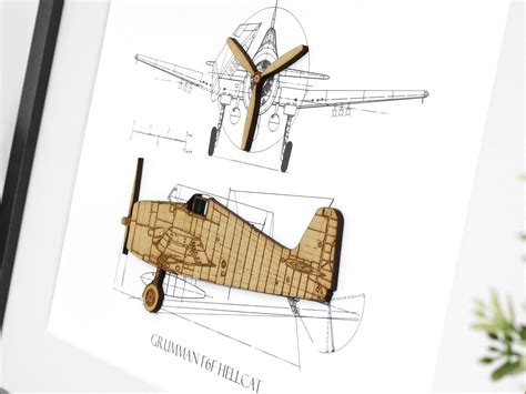 Grumman F6F Hellcat Blueprint Art | Aviation Gift | Laser Cut Wood – Simply Cut Art