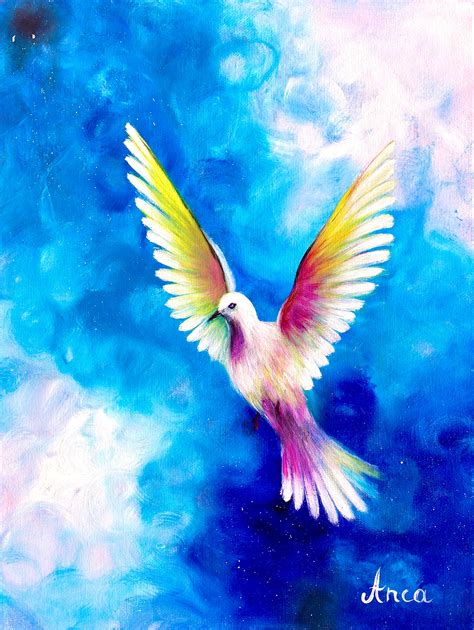 White Dove Art White Pigeon Painting Dove Animal - Etsy UK