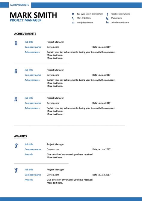 Project Manager resume Achievements page | Project manager resume, Project management, Management