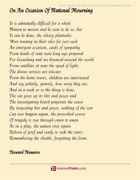 On An Occasion Of National Mourning Poem by Howard Nemerov